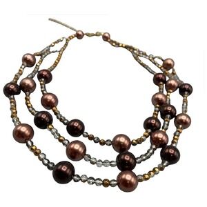Kenneth‎ Lane Triple Strand Necklace Copper Brown Beads
